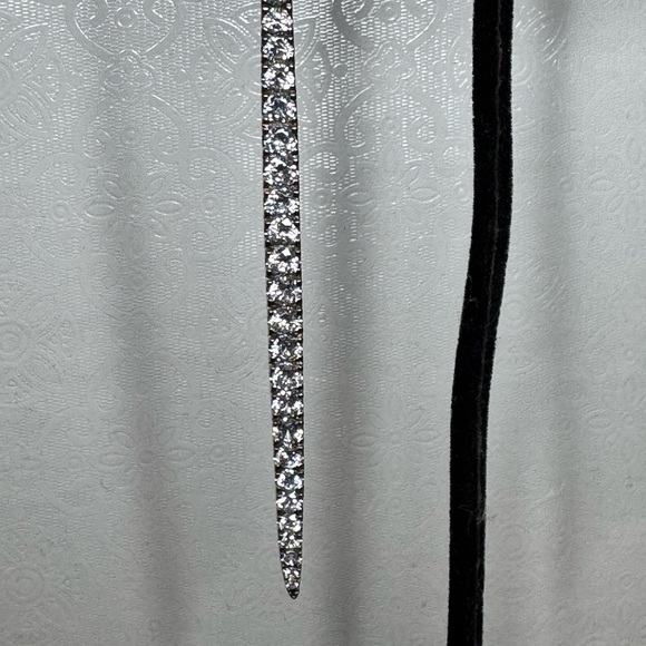 Sterling silver and CZ dangle bar post earrings - Picture 10 of 13